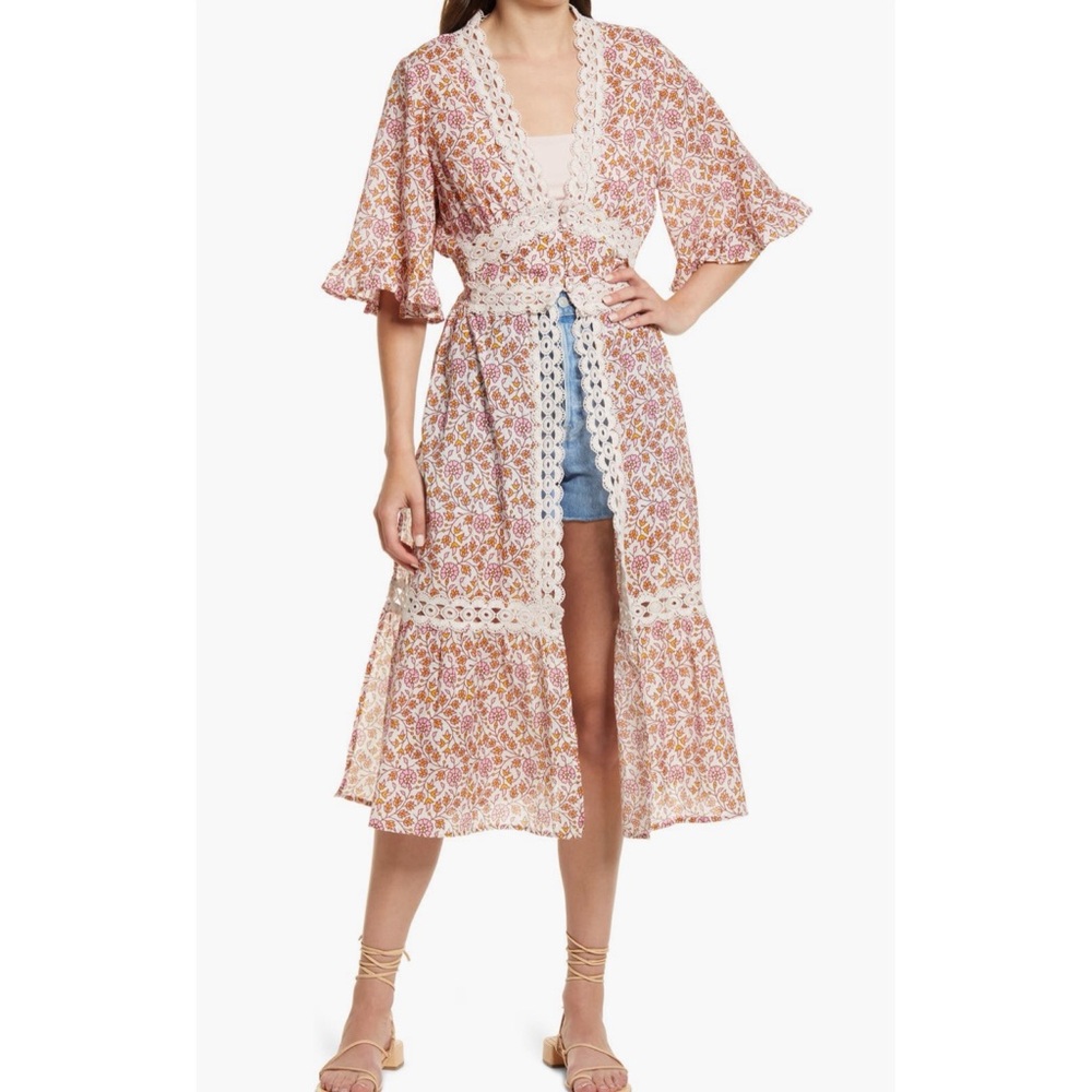 NFC New Friends Colony Françoise Lace Edge Floral Duster